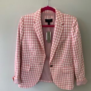 JCrew pink Gingham blazer